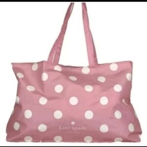 Kate Spade New York Cotton Candy Canvas Tote Bag Pink Polka Dot BNWT SO